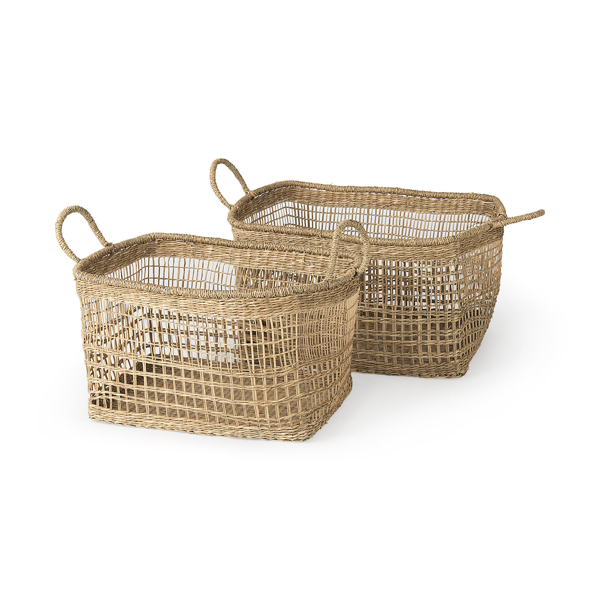 Bellisa 18.5L x 14.6W x 11.0H (Set of 2) Medium Brown Seagrass Rectangular Basket W/ Handles from Mercana - Luna Furniture