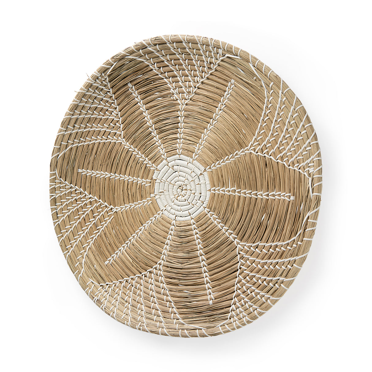 Mekhi 24.0L x 24.0W x 3.5 Light Brown Seagrass W/White String Round Wall Hanging Plate from Mercana - Luna Furniture