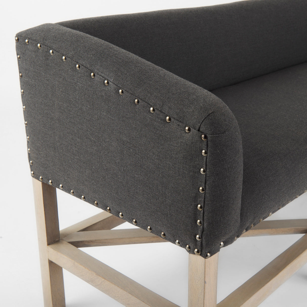 Bergen 60.0L x 19.0W x 25.5H Dark Gray Fabric W/ Light Brown Wooden Base Accent Bench from Mercana - Luna Furniture