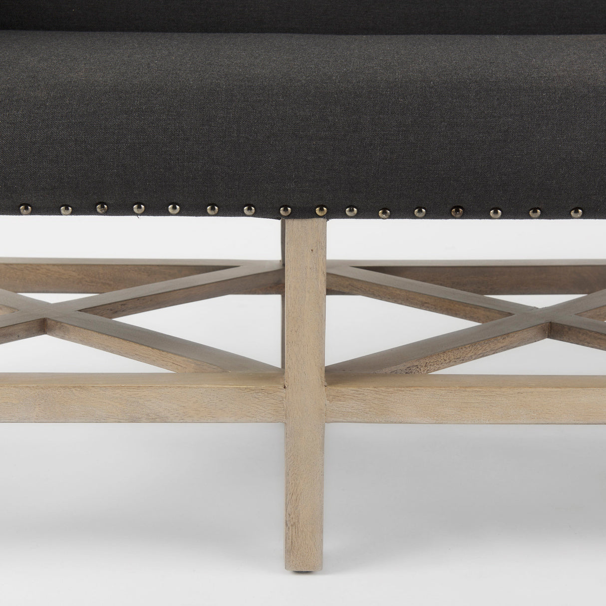 Bergen 60.0L x 19.0W x 25.5H Dark Gray Fabric W/ Light Brown Wooden Base Accent Bench from Mercana - Luna Furniture