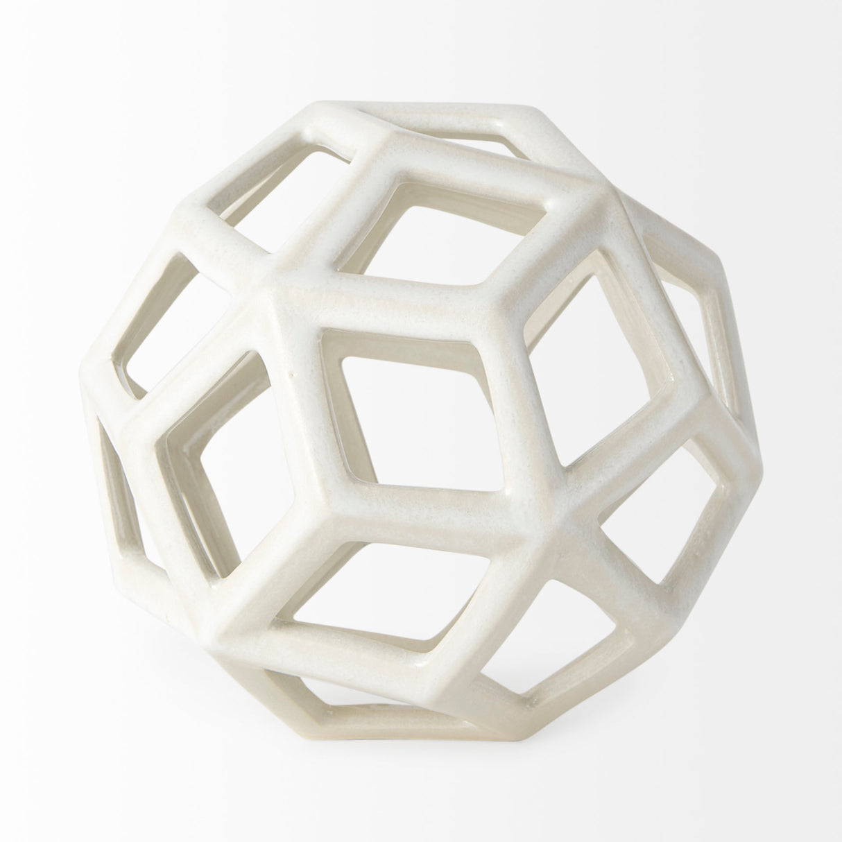 Geom 7.1L x 7.1W x 7.1H White Ceramic Geometric Object from Mercana - Luna Furniture