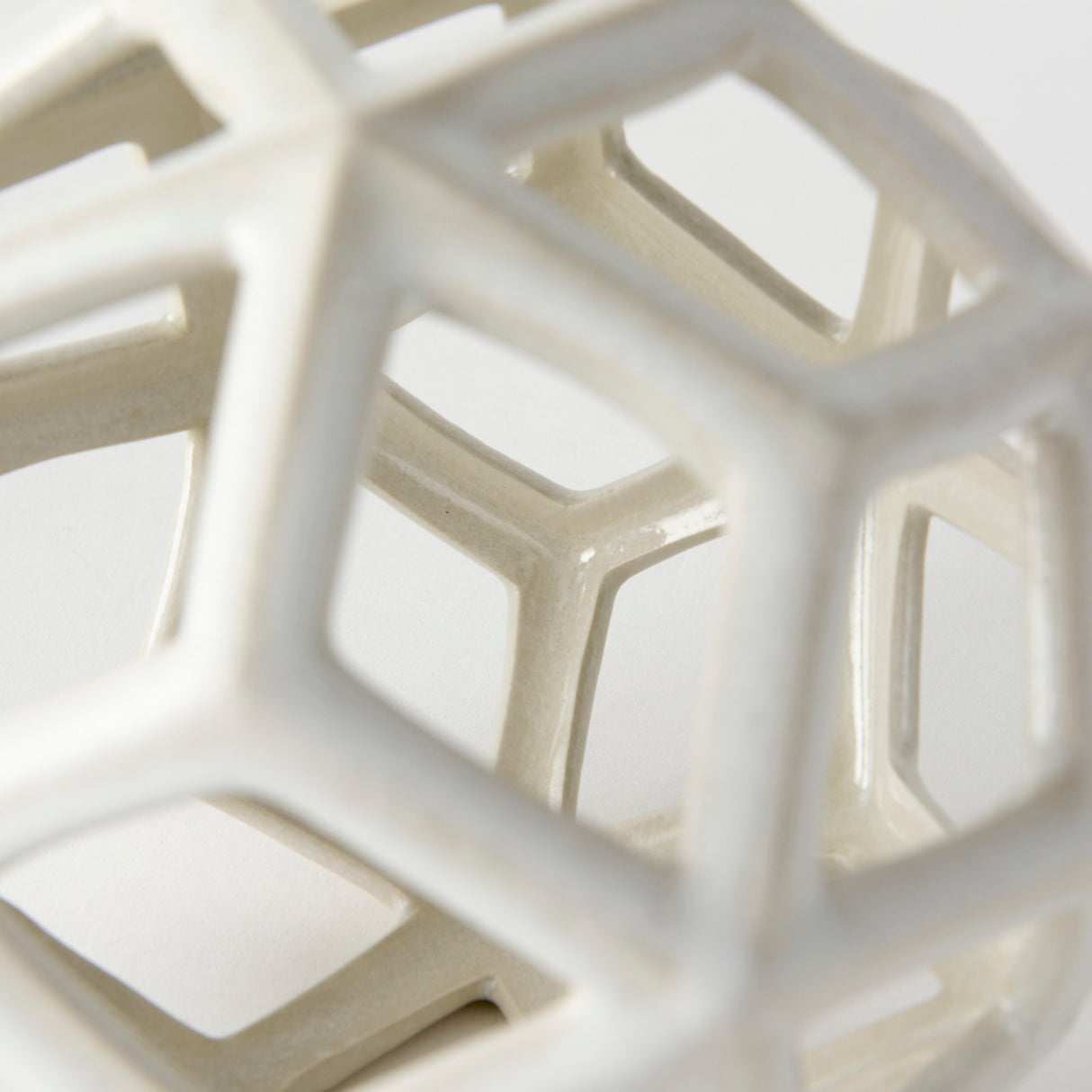 Geom 7.1L x 7.1W x 7.1H White Ceramic Geometric Object from Mercana - Luna Furniture