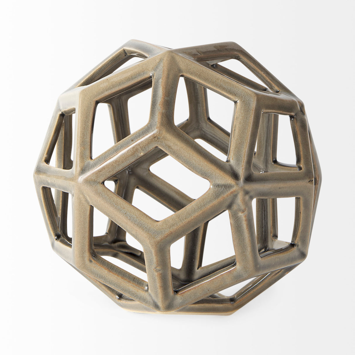 Geom 7.1L x 7.1W x 7.1H Tan Ceramic Geometric Object from Mercana - Luna Furniture