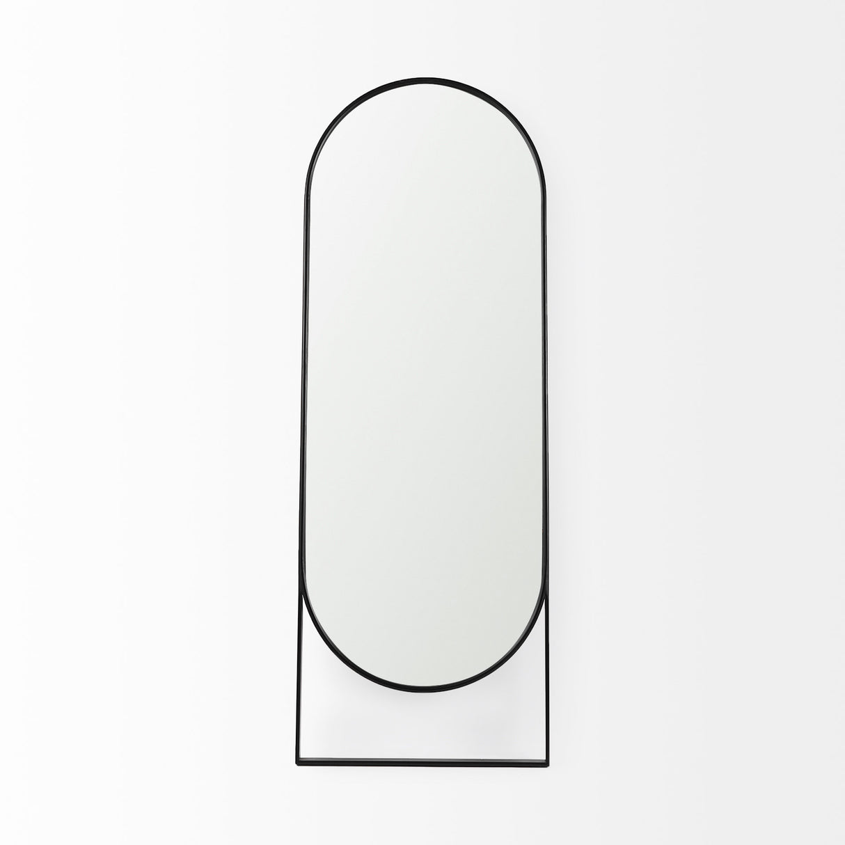 Sadie 28.0L x 2.0W x 78.0H Black Metal Rounded Arch Floor Mirror from Mercana - Luna Furniture