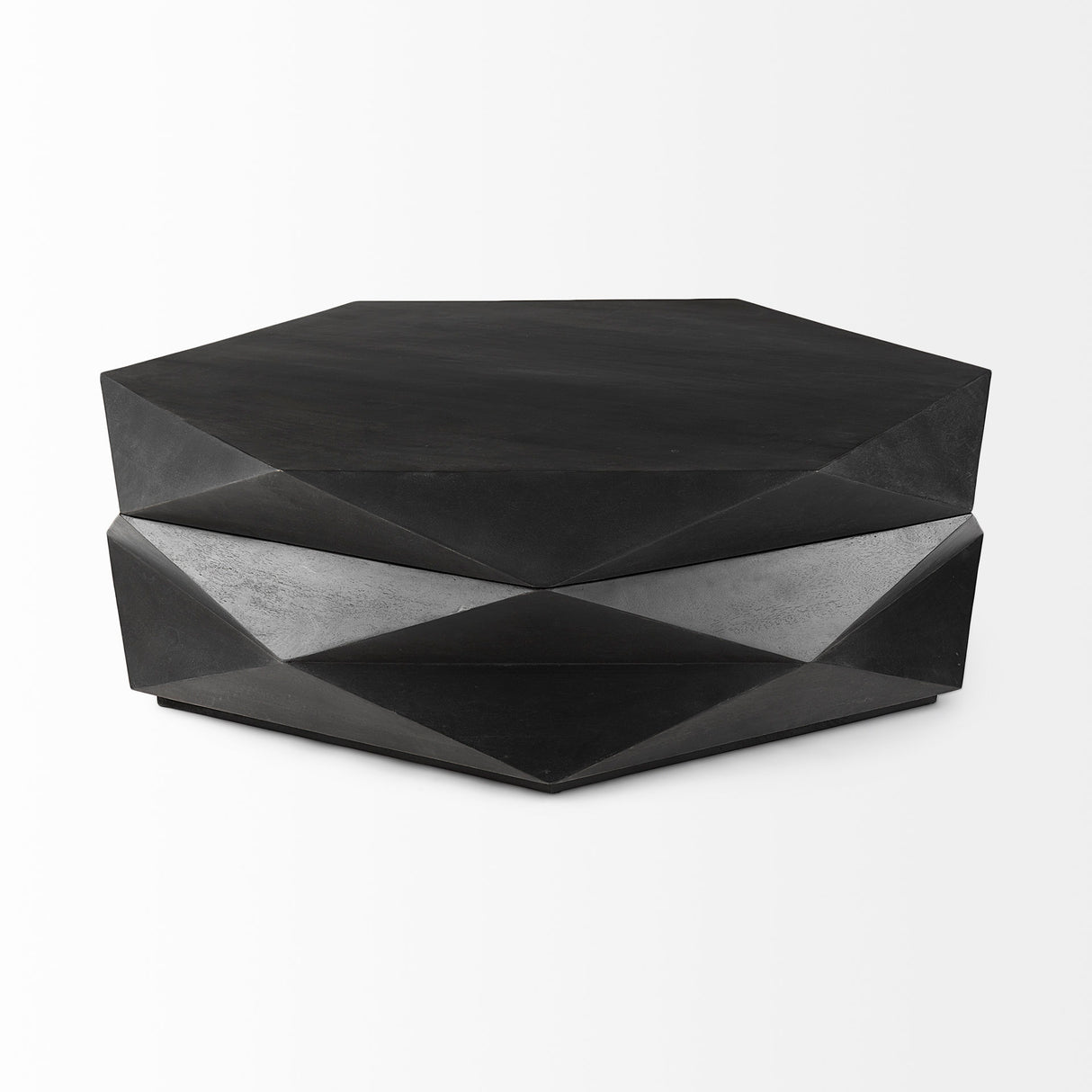 Arreto 48" Black Solid Wood Hexagonal Storage Coffee Table from Mercana - Luna Furniture