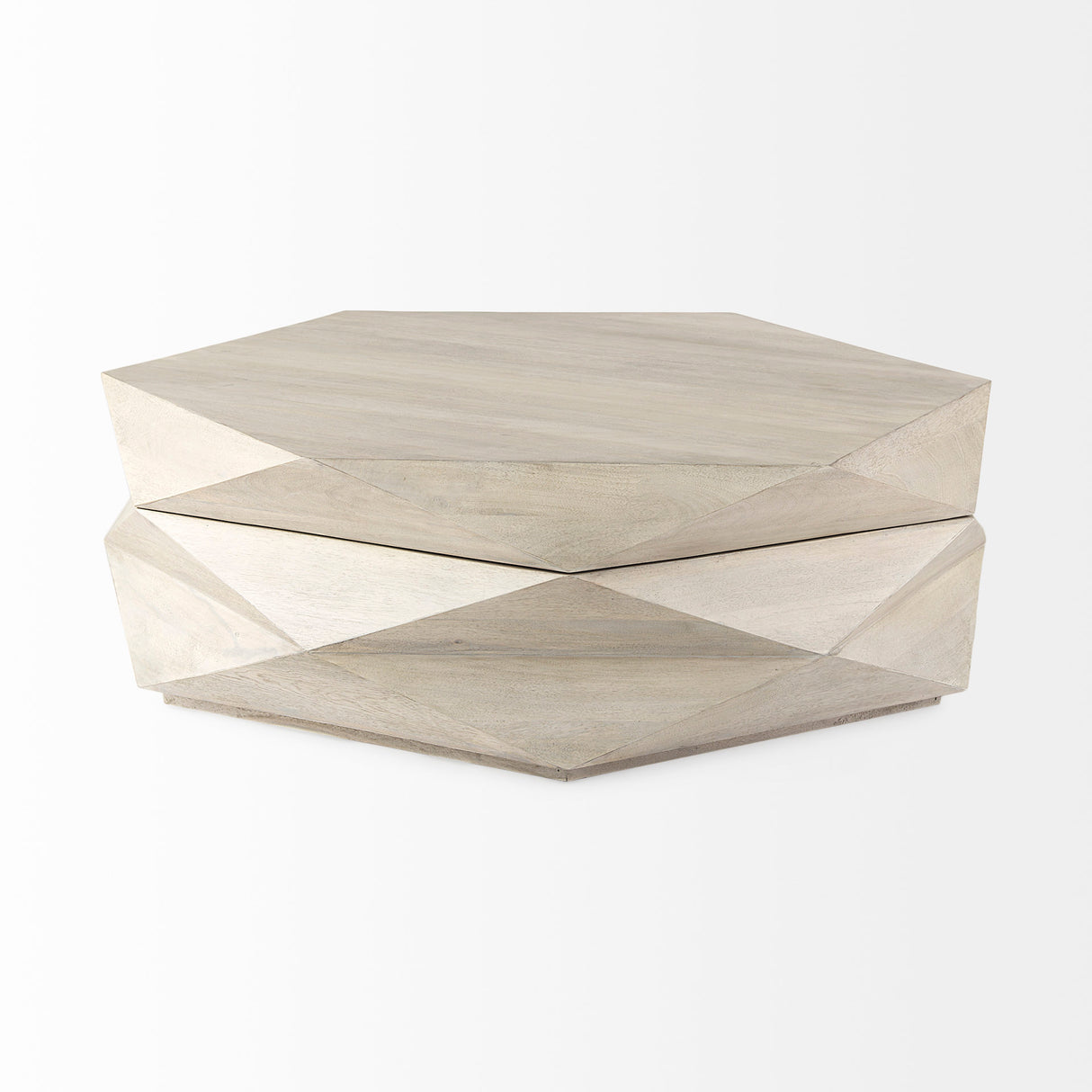 Arreto 48" Natural Solid Wood Hexagonal Storage Coffee Table from Mercana - Luna Furniture