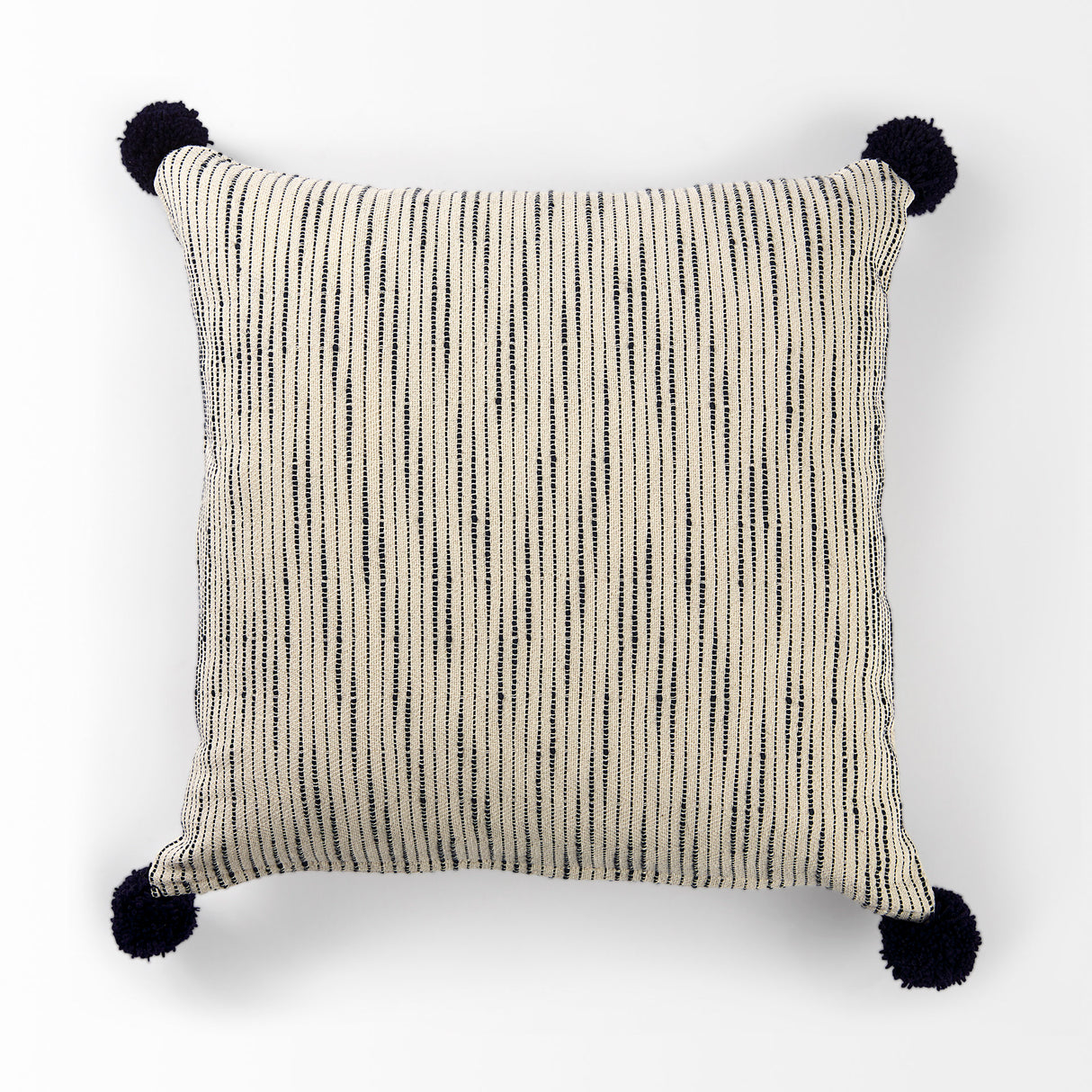Krystal 20 x 20 Cream/Blue Pom Pom Decorative Pillow Cover from Mercana - Luna Furniture