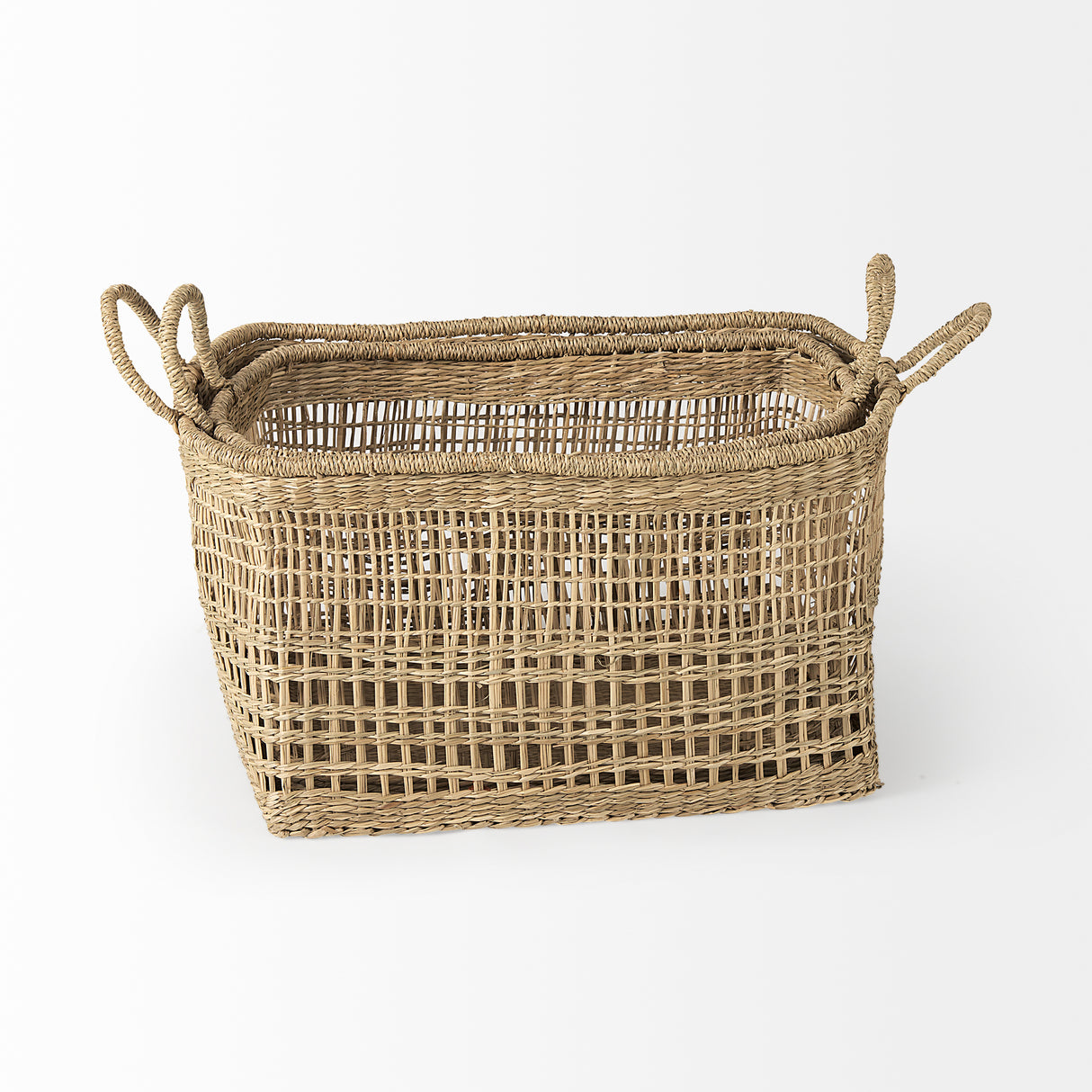 Bellisa 18.5L x 14.6W x 11.0H (Set of 2) Medium Brown Seagrass Rectangular Basket W/ Handles from Mercana - Luna Furniture