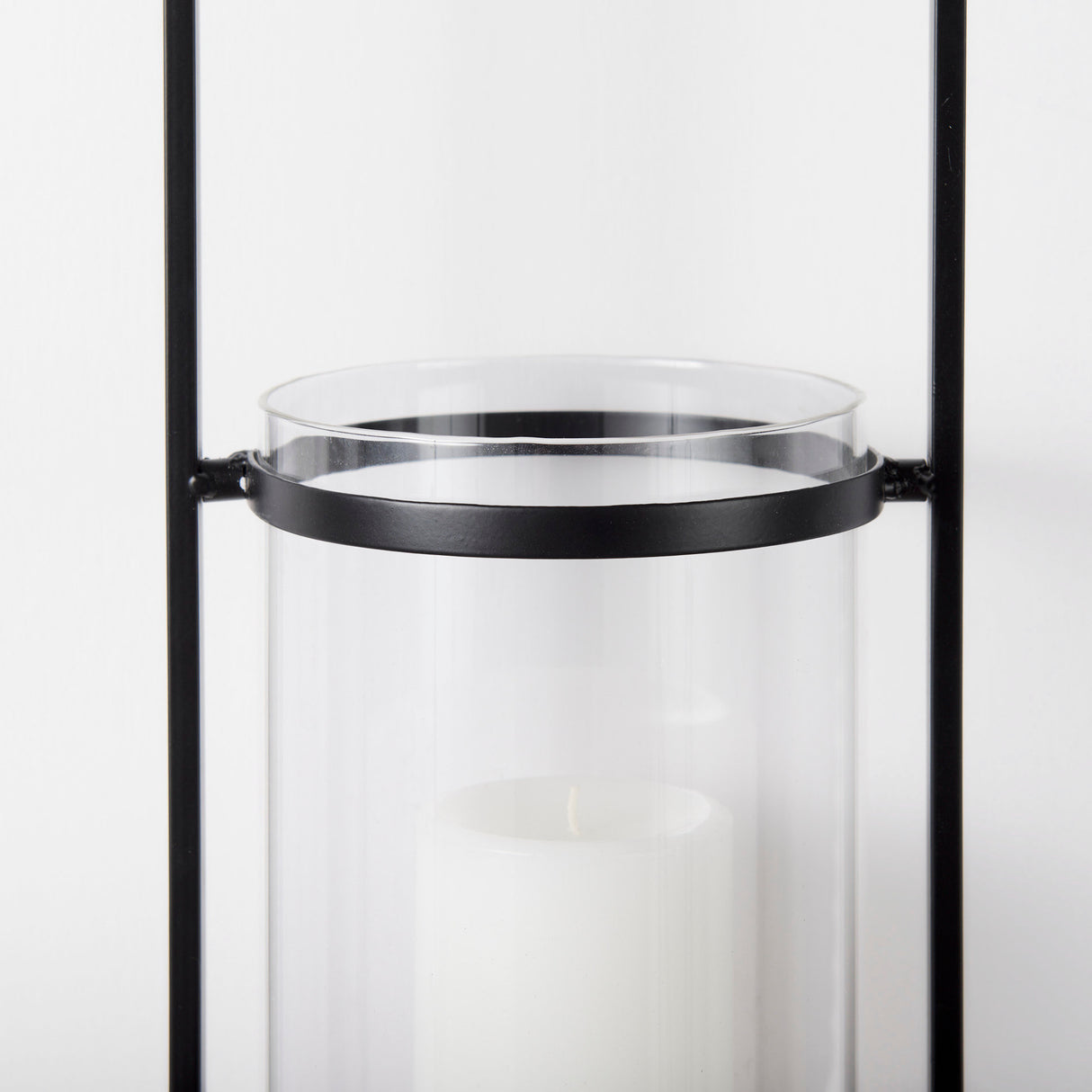 Avram 5.9L x 7.1W x 24.0H Black Metal Frame and Wood Hanging Candle Holder from Mercana - Luna Furniture