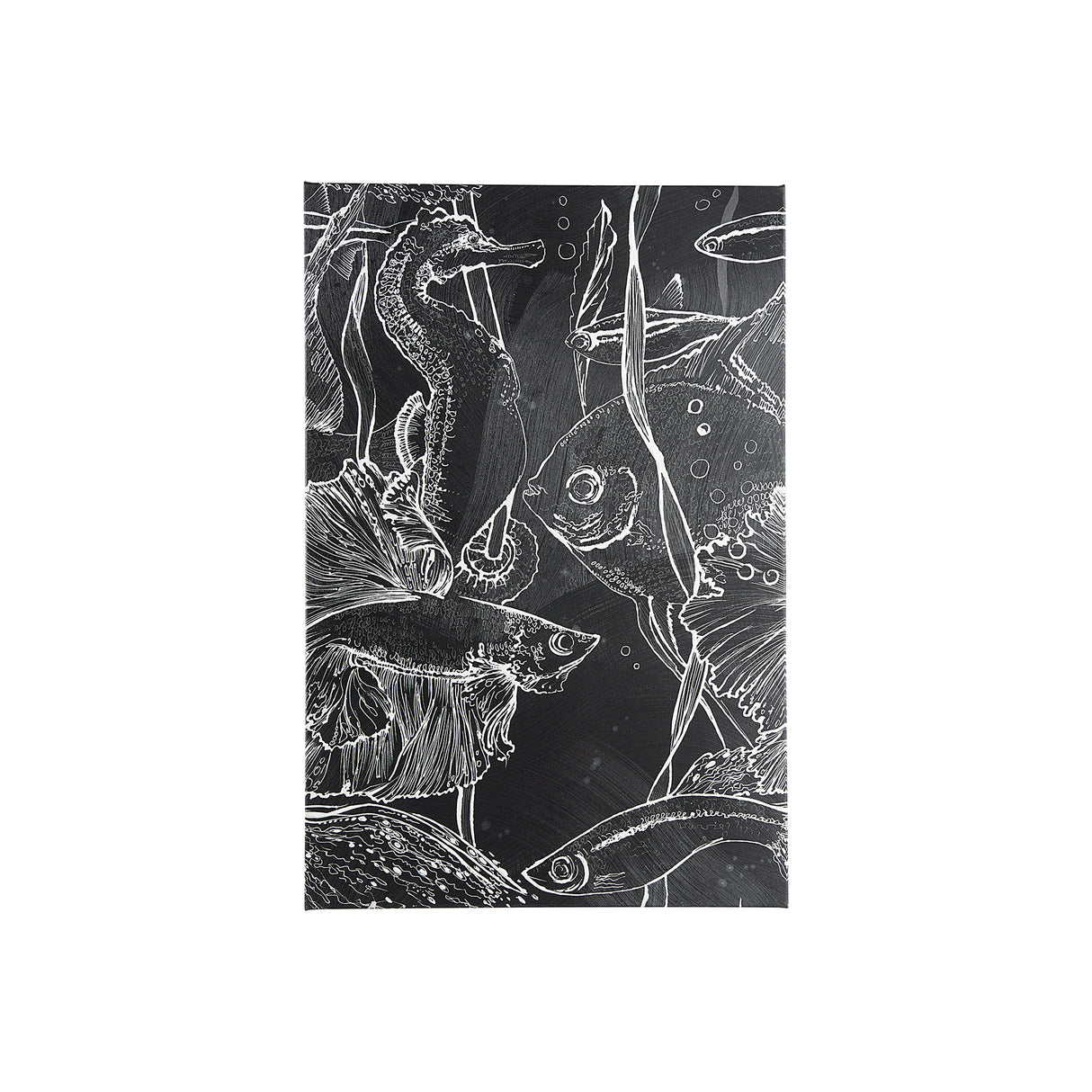 Fish Black I by Ariana a Hand Embellished Textured Canvas from Mercana - Luna Furniture