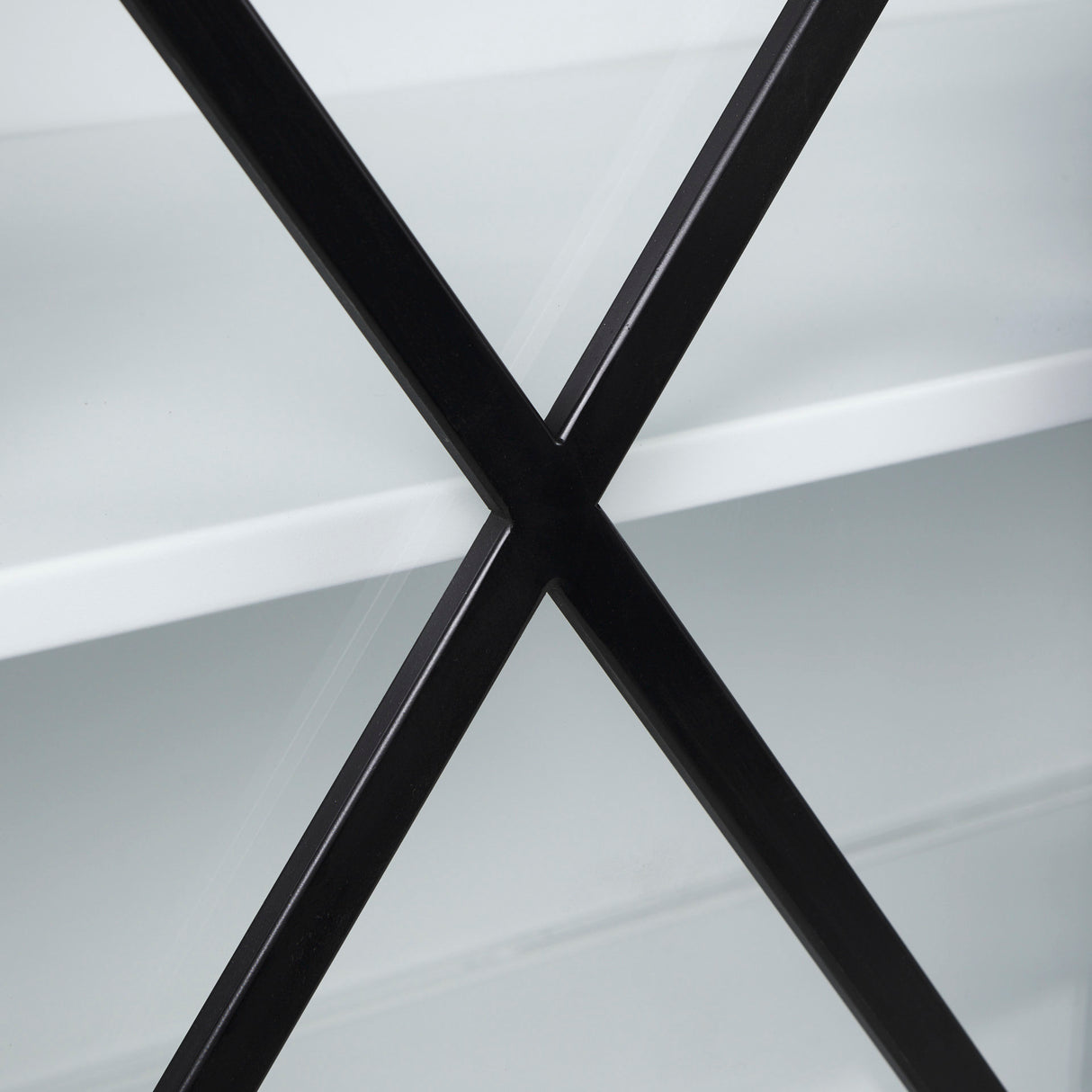 Aurelia 79.0L x 16.0W x 33.0H Black and White Metal Four Door Glass Cabinet from Mercana - Luna Furniture