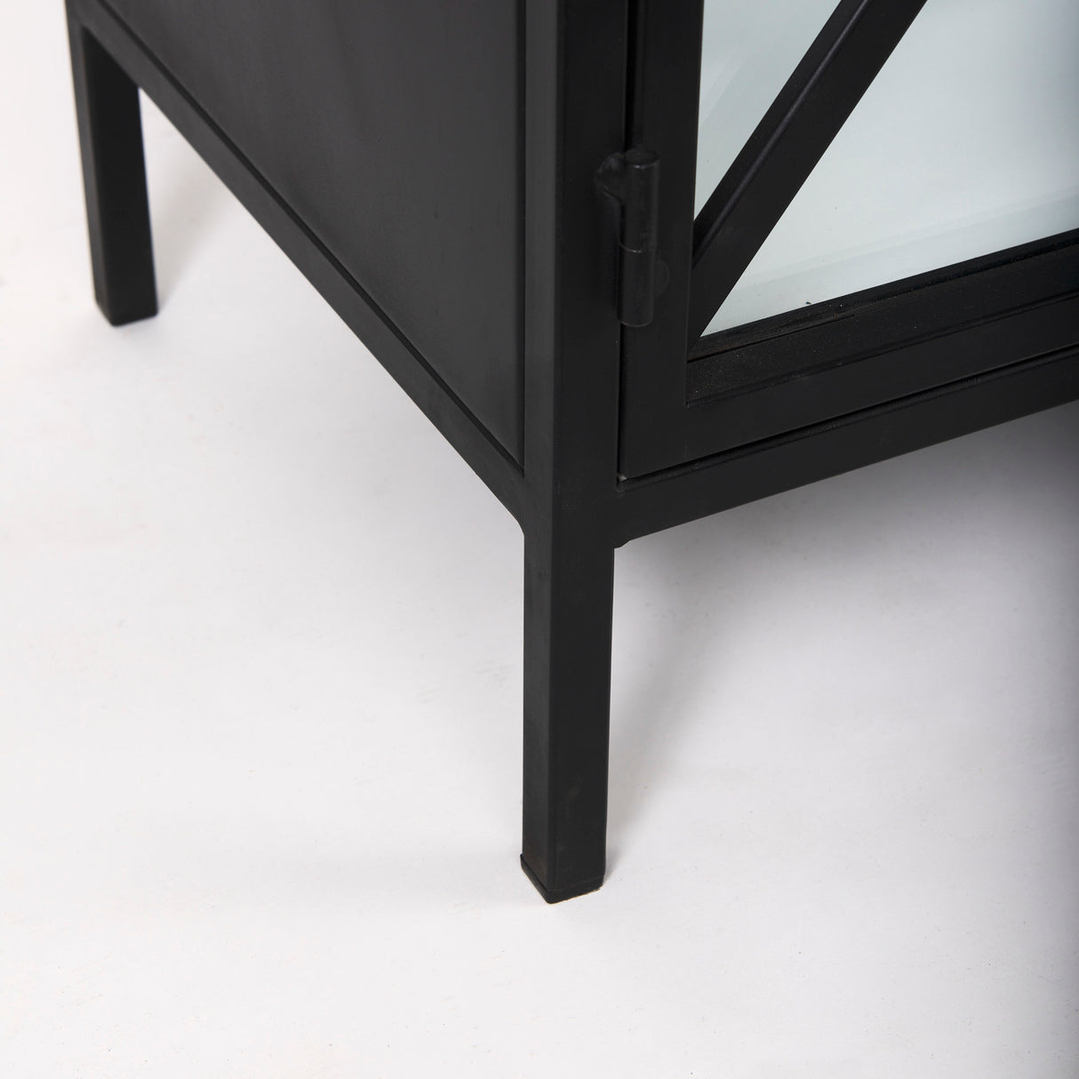 Aurelia 79.0L x 16.0W x 33.0H Black and White Metal Four Door Glass Cabinet from Mercana - Luna Furniture