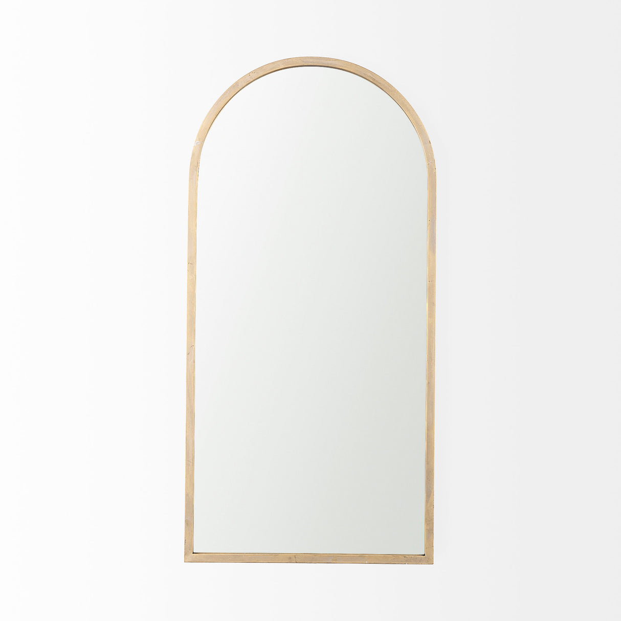 Giovanna 23.6L x 1.2W x 48.8H Gold Metal Frame Rounded Arch Vanity Mirror from Mercana - Luna Furniture