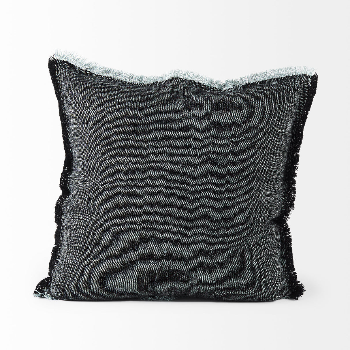 Malia 20L x 20W Black and Teal Fabric Fringed Pillow Cover from Mercana - Luna Furniture