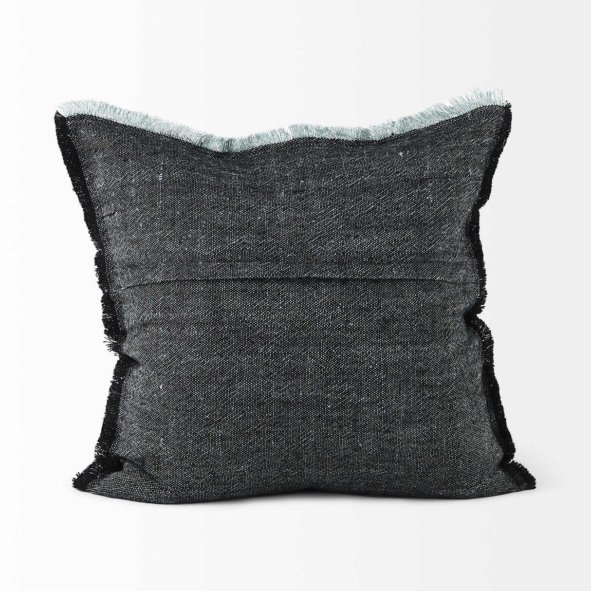 Malia 20L x 20W Black and Teal Fabric Fringed Pillow Cover from Mercana - Luna Furniture