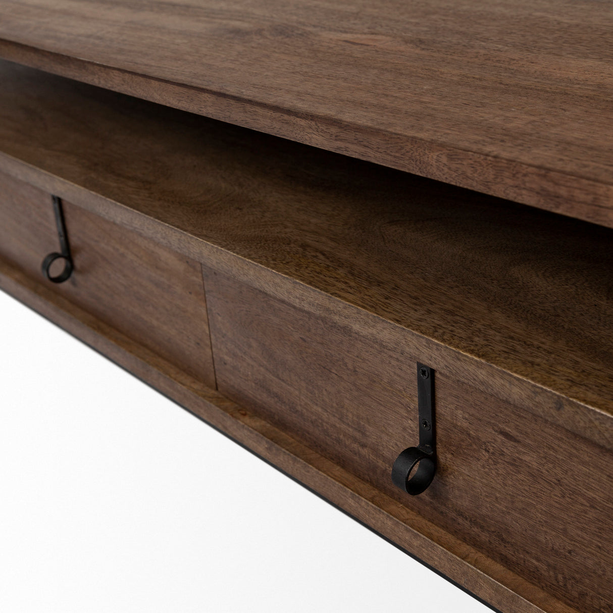 Glenn II 54x30 Dark Brown Wood w/ Black Iron Frame, Rectangle 3 Drawers Coffee Table from Mercana - Luna Furniture