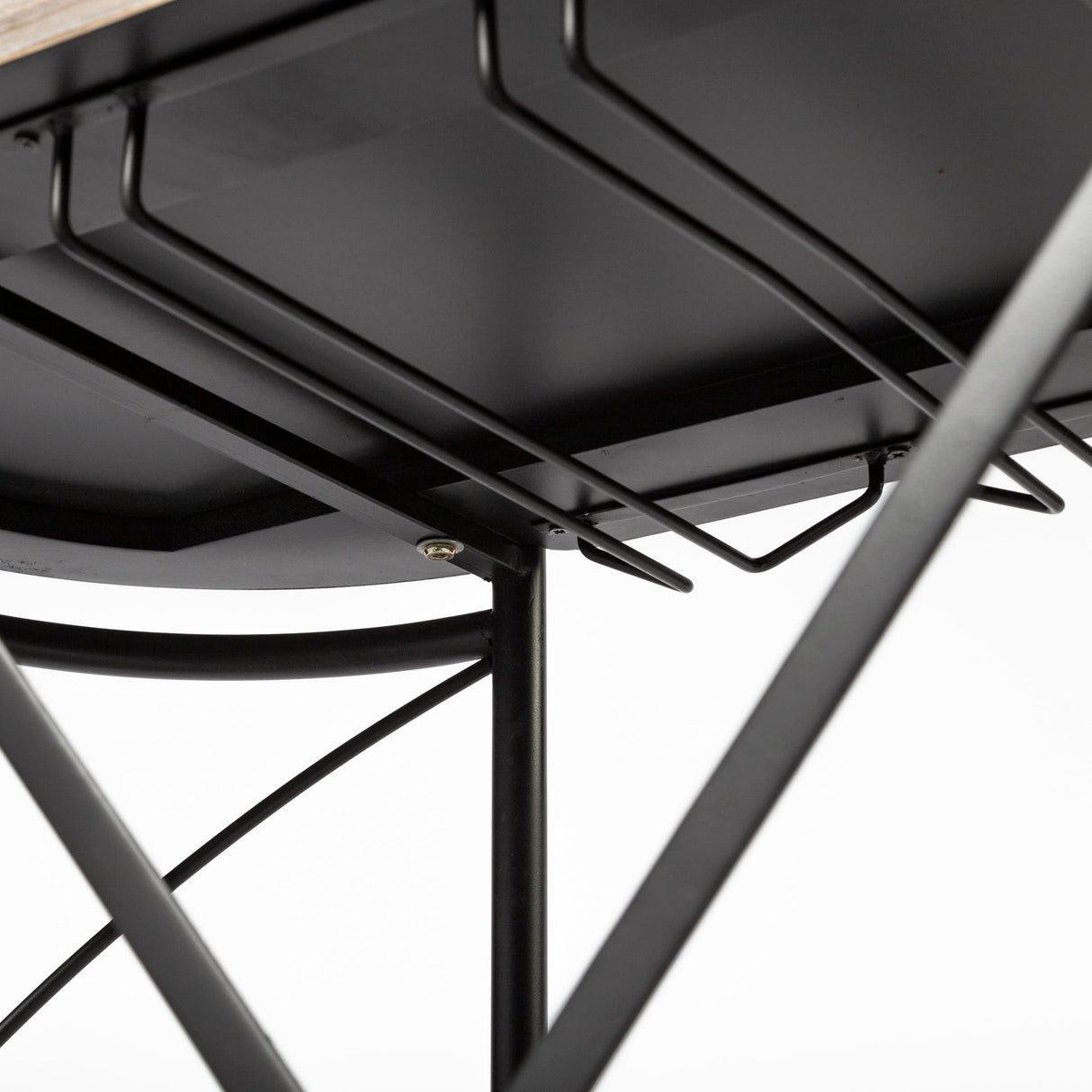 Marlon Black Metal Frame Two Tier Shelves w/Stemware holder Bar Cart from Mercana - Luna Furniture