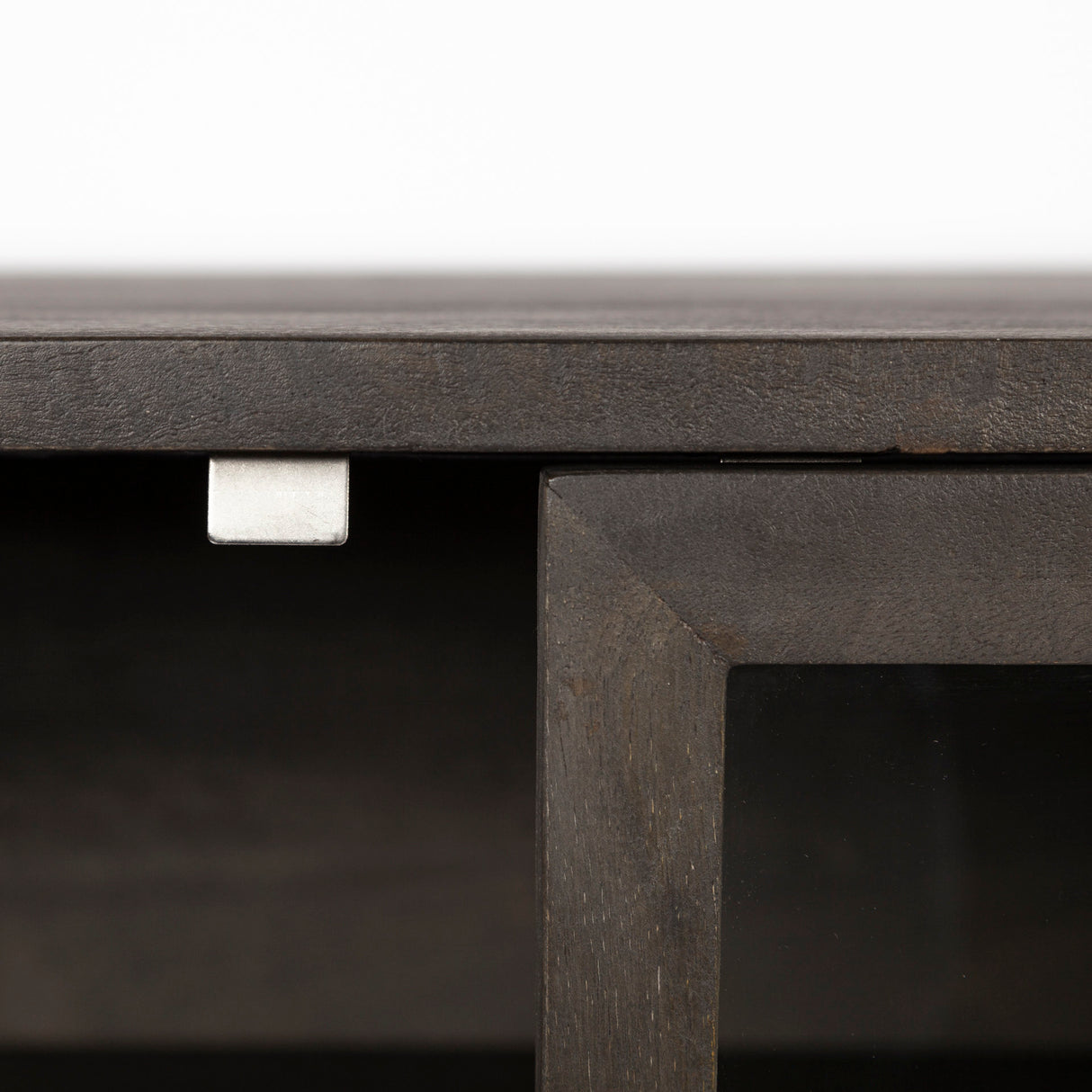 Arelius 70L x 18.75W x 32H Black-Brown Wood, Black Metal Base w/ 4 Glass Cabinet Doors Sideboard from Mercana - Luna Furniture