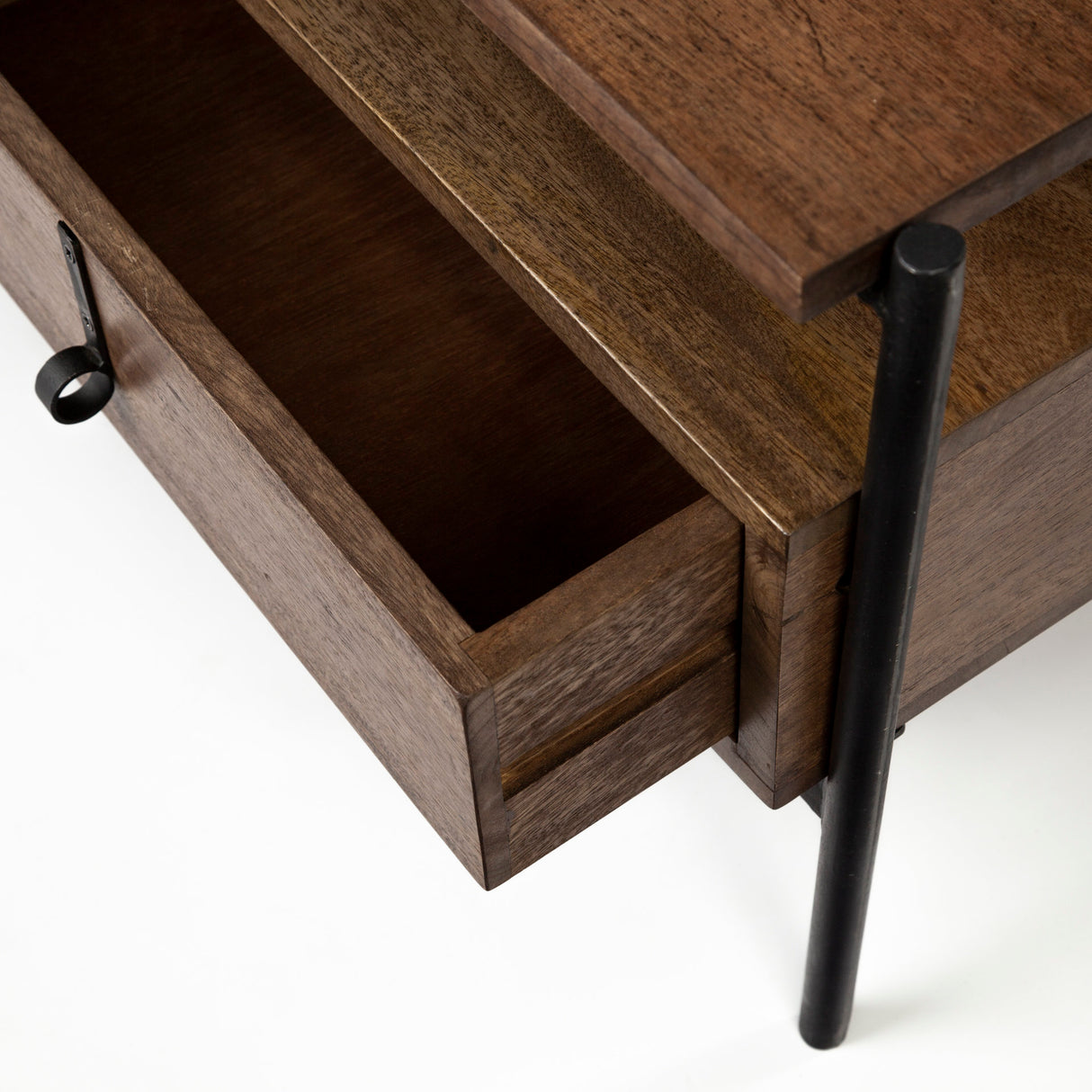 Glenn II 54x30 Dark Brown Wood w/ Black Iron Frame, Rectangle 3 Drawers Coffee Table from Mercana - Luna Furniture