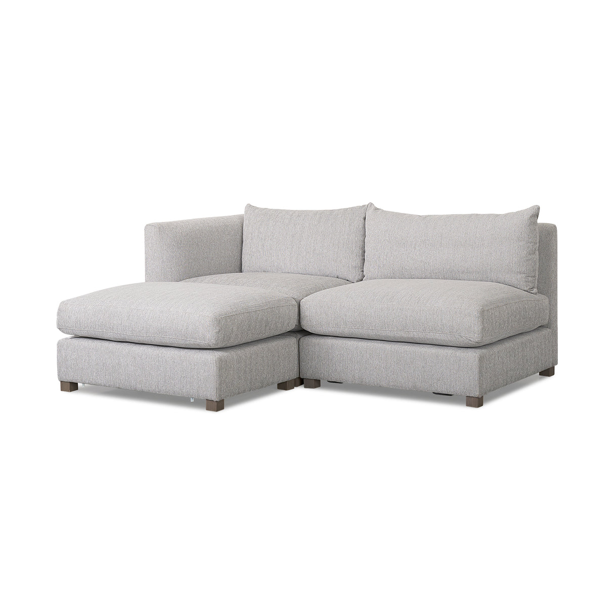 Valence 3 Piece Light Gray Modular Sofa Set (Included 1 Ottoman)