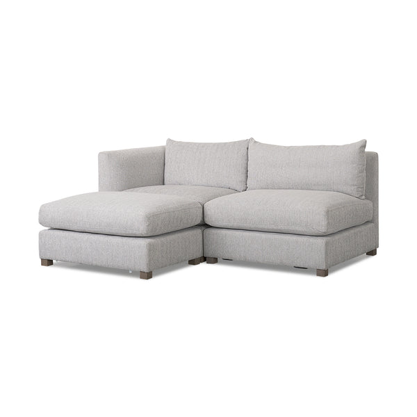 Valence 3 Piece Light Gray Modular Sofa Set (Included 1 Ottoman)