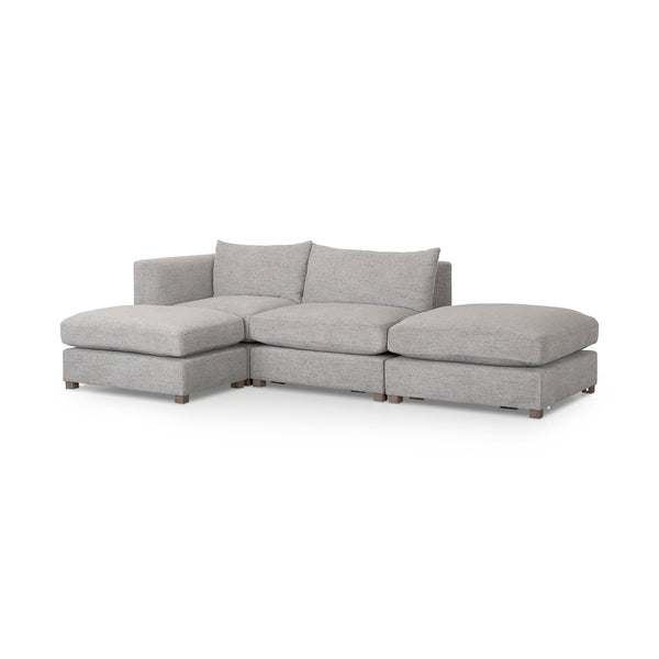 Valence 4 Piece Medium Gray Modular Sofa Set (Included 2 x Ottoman)