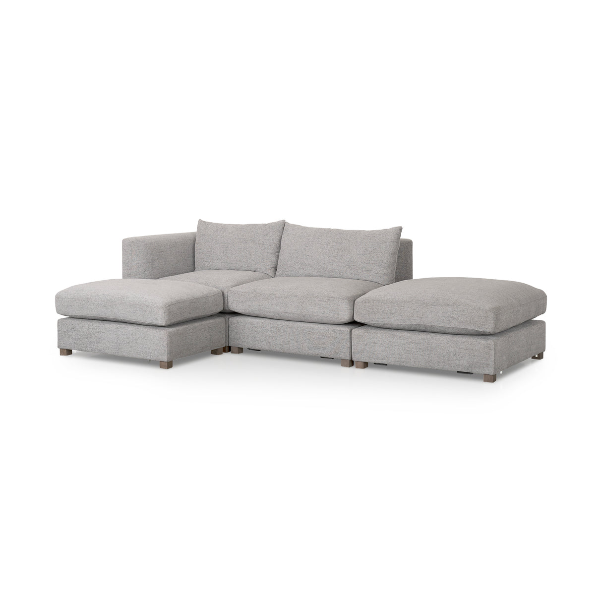 Valence 4 Piece Medium Gray Modular Sofa Set (Included 2 x Ottoman)