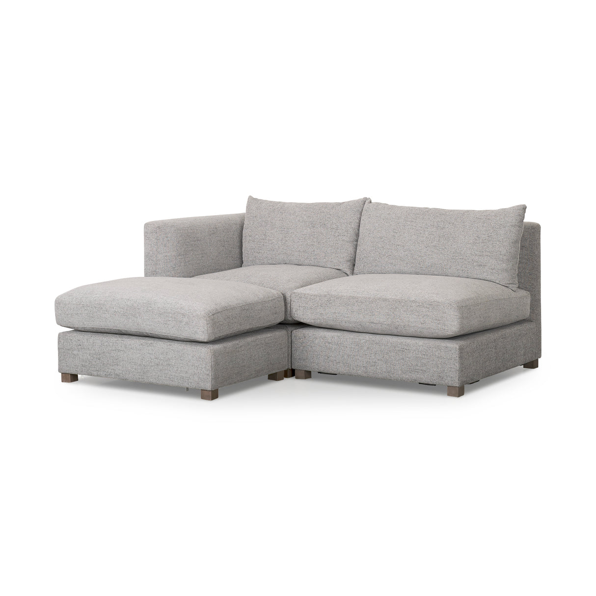 Valence 3 Piece Medium Gray Modular Sofa Set (Included 1 Ottoman)