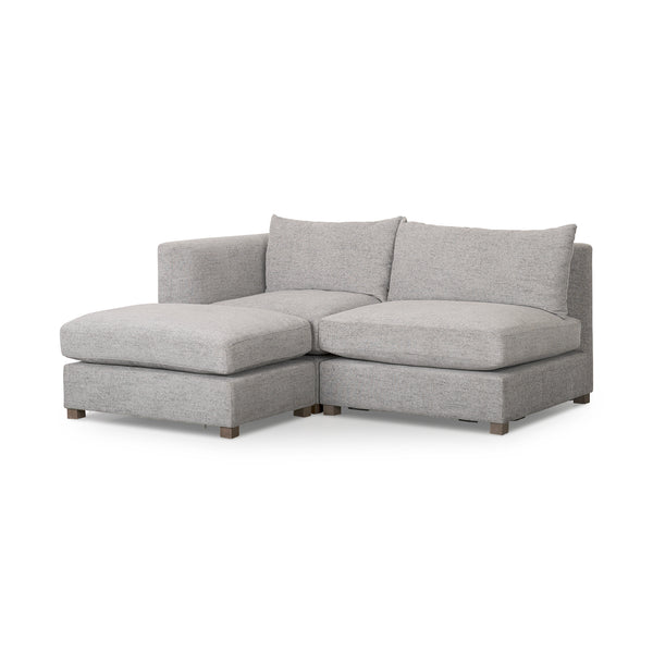 Valence 3 Piece Medium Gray Modular Sofa Set (Included 1 Ottoman)