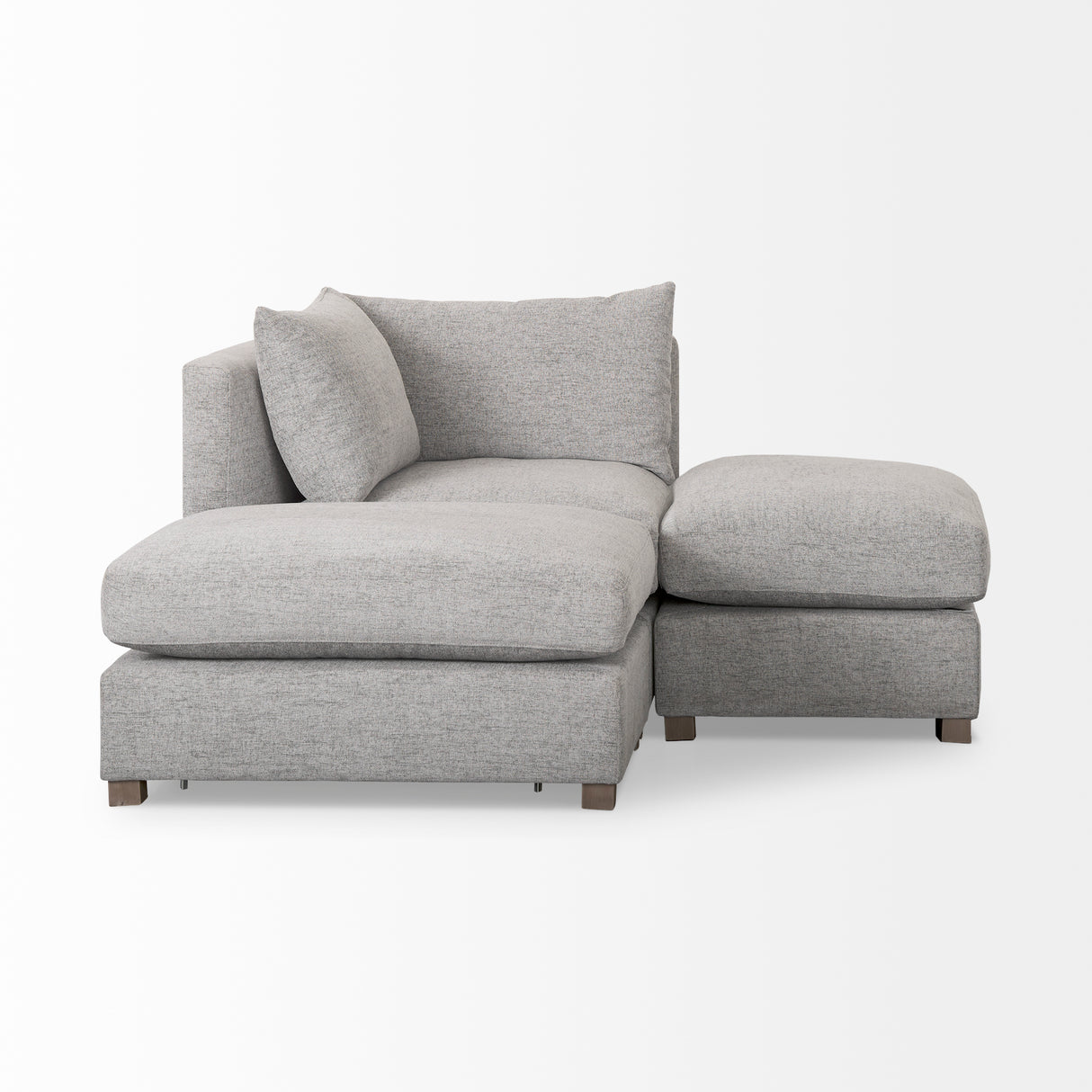 Valence 3 Piece (W/ 2 x Ottoman) Medium Gray Modular Sofa Set from Mercana - Luna Furniture
