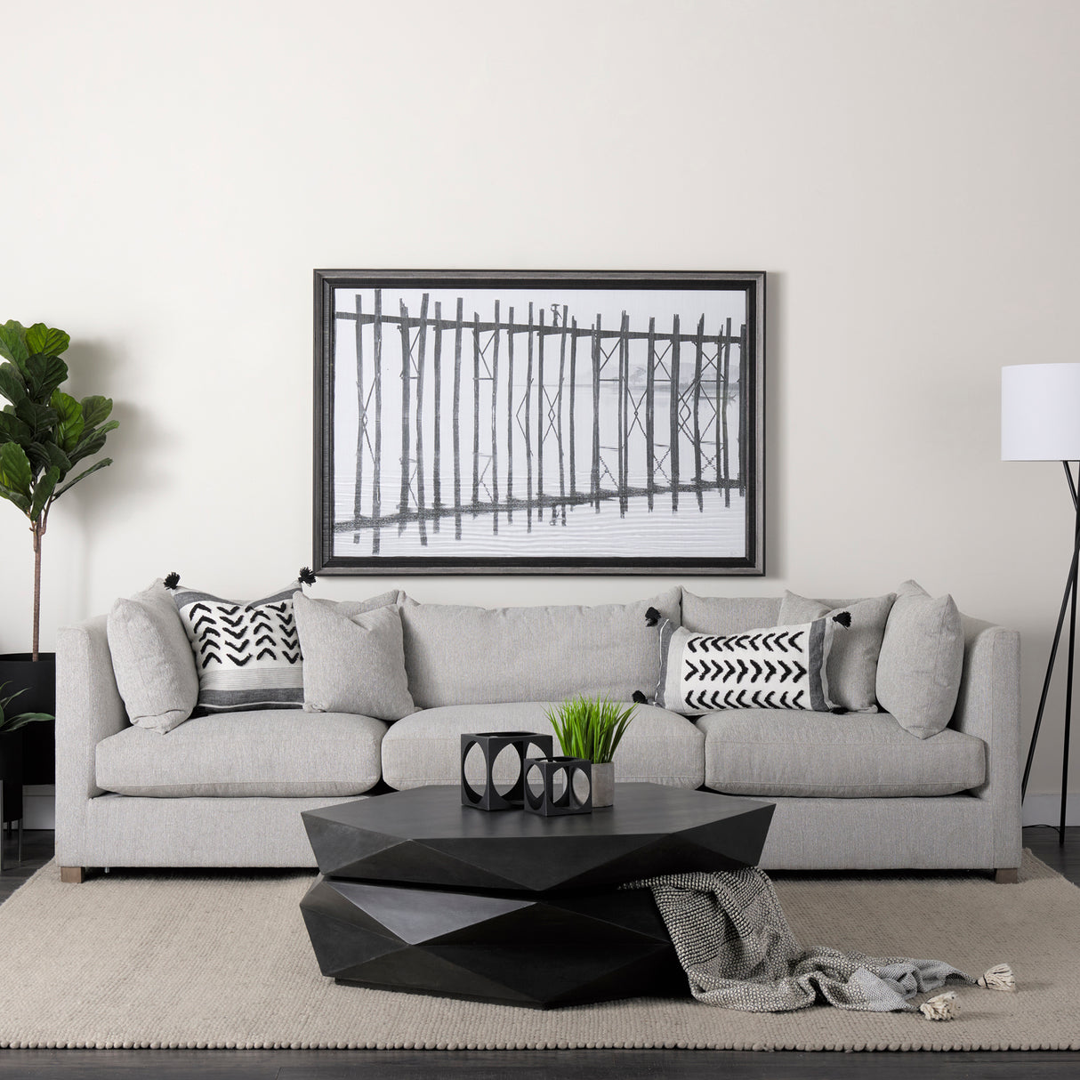 Valence 3 Piece Light Gray Modular Sofa Set (Included 2 x Ottoman)