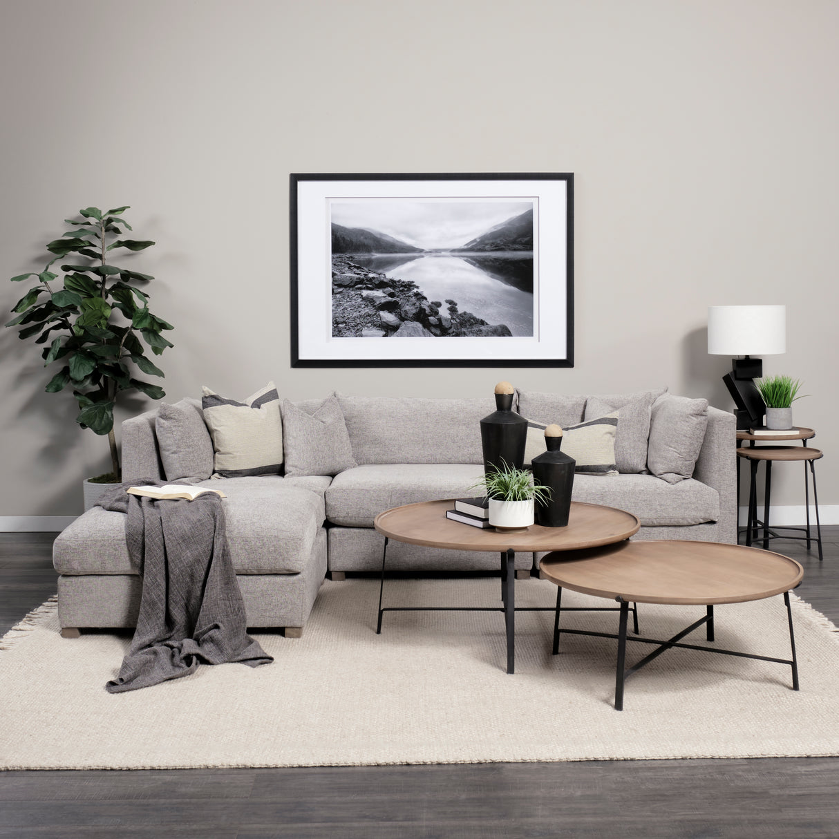 Valence 3 Piece (W/ 2 x Ottoman) Medium Gray Modular Sofa Set from Mercana - Luna Furniture