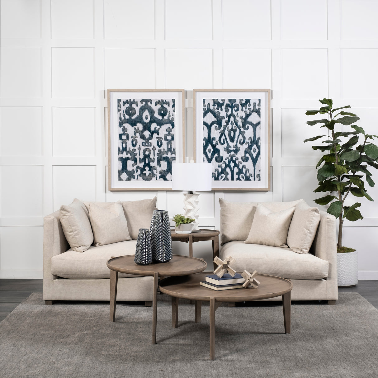 Valence 2 Piece Beige Modular Loveseat