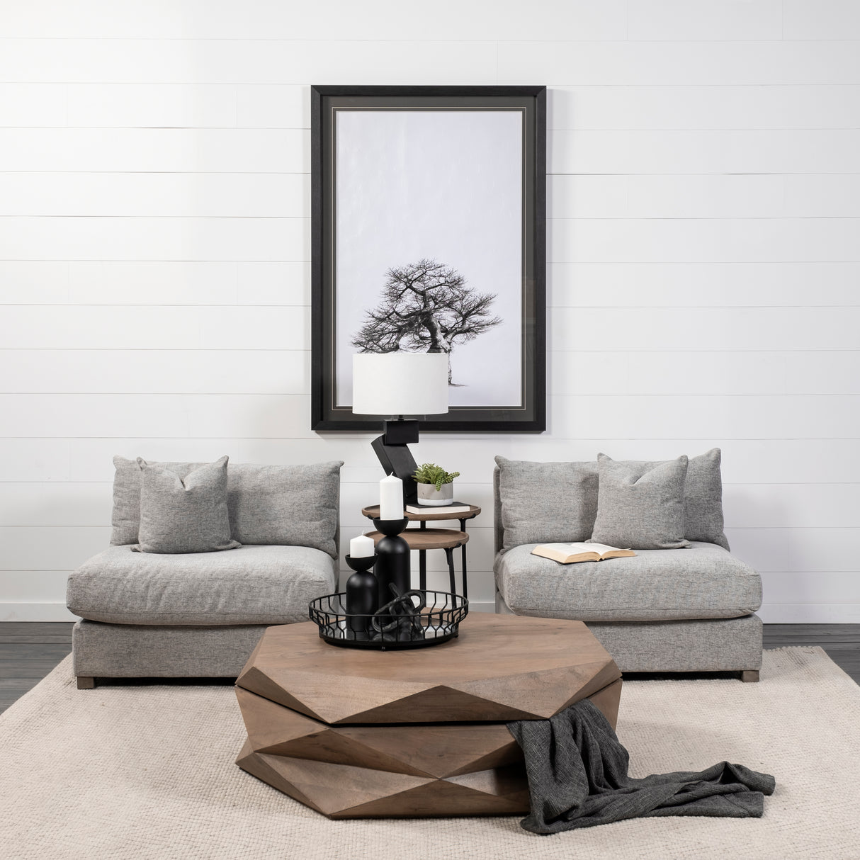 Valence 3 Piece (W/ 2 x Ottoman) Medium Gray Modular Sofa Set from Mercana - Luna Furniture