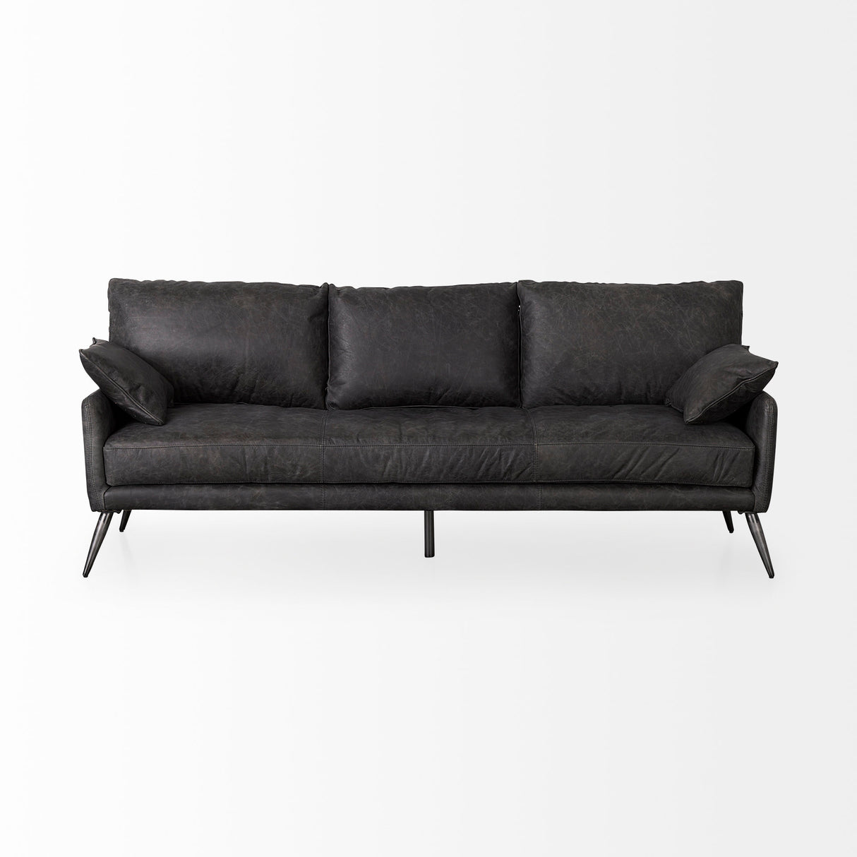 Cochrane 82L x 33W x 32.3 Black Leather Three Seater Sofa from Mercana - Luna Furniture