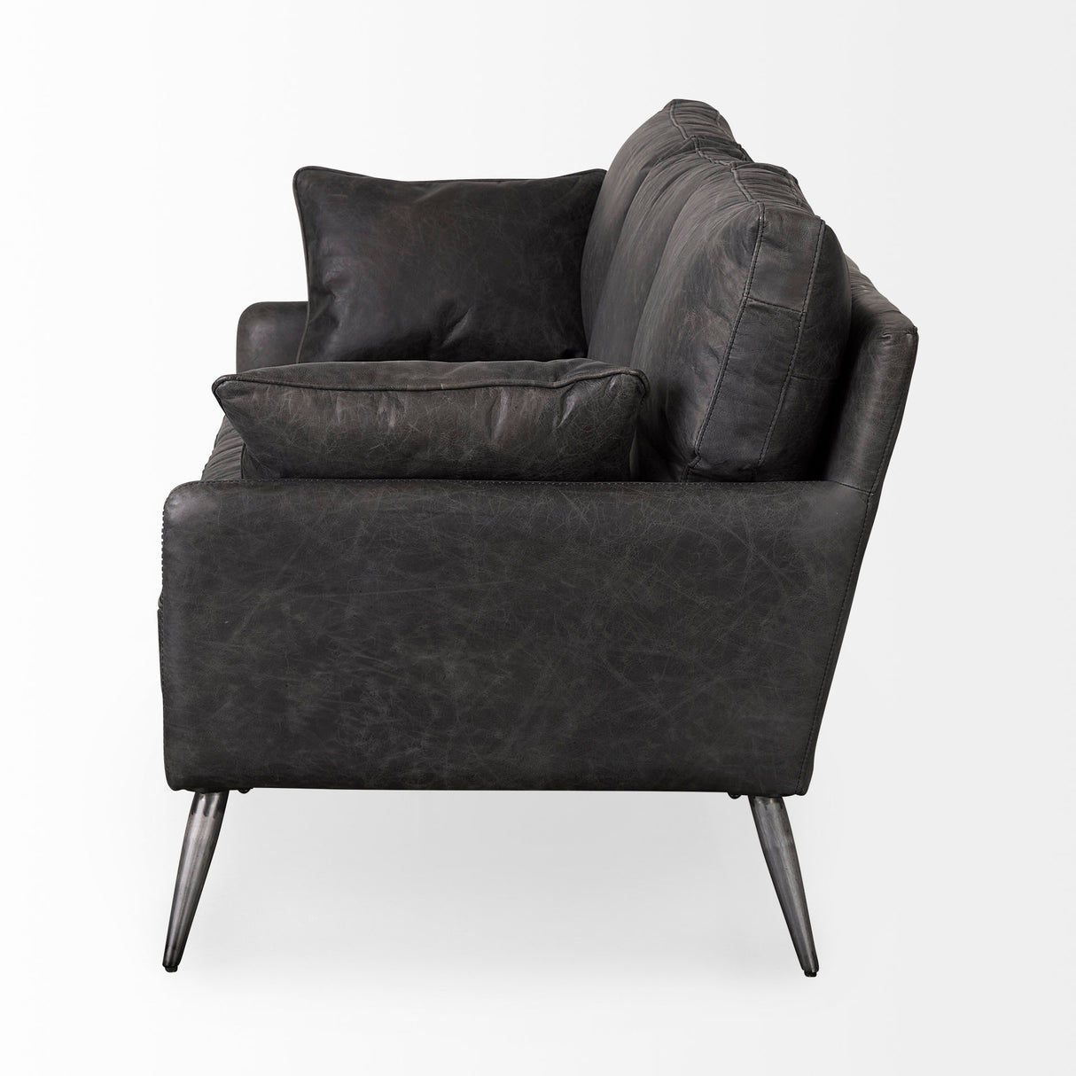 Cochrane 82L x 33W x 32.3 Black Leather Three Seater Sofa from Mercana - Luna Furniture