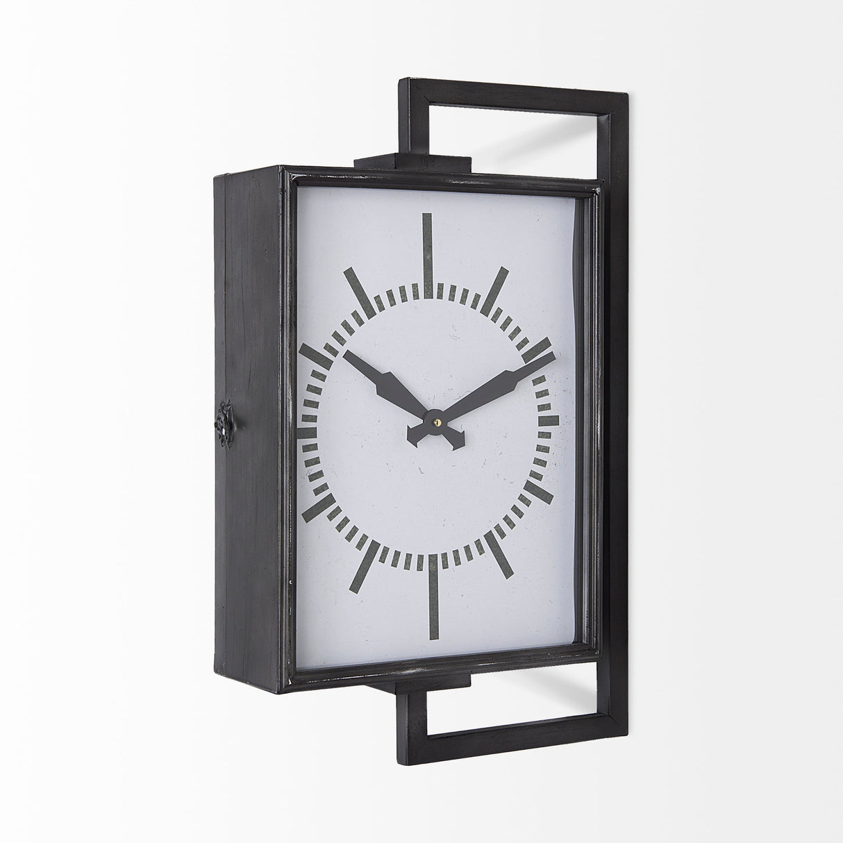 Hagar Rectangular Large Industrial Wall Clock from Mercana - Luna Furniture