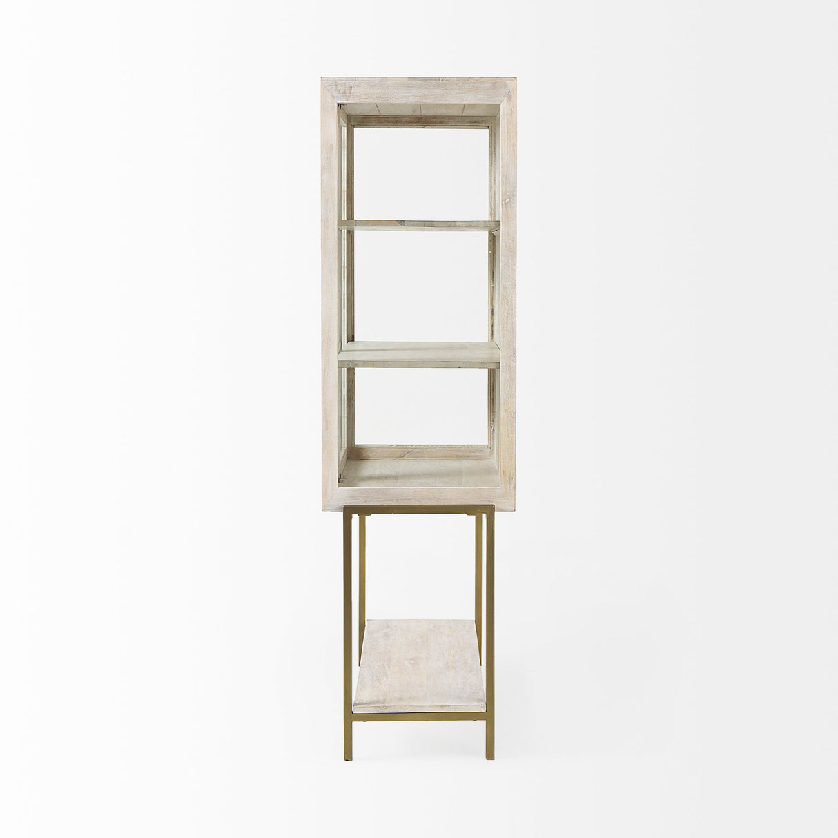 Arelius 36L x 18.75W x 63H White Wood W/ Gold Metal Base Display Cabinet from Mercana - Luna Furniture