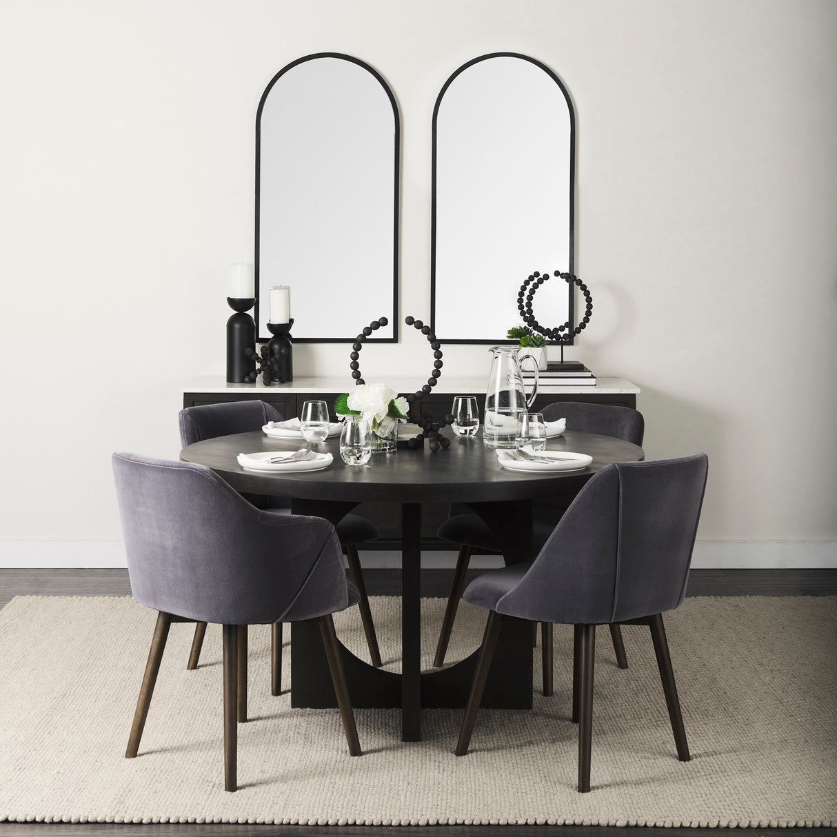 Ronald II Grey Velvet Wrap Black Wooden Base Dining Chair from Mercana - Luna Furniture