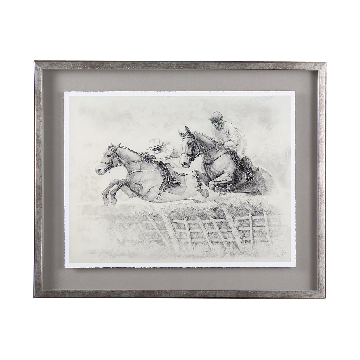 Horse Racing II by Mercana Studio a Hand Embellished Textured Framed Art Print Matted under Glass from Mercana - Luna Furniture