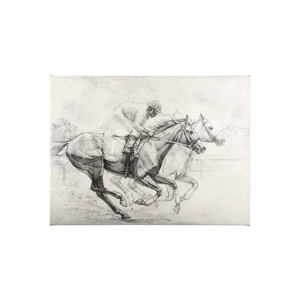 Horse Racing I by Mercana Studio a Hand Embellished Textured Canvas