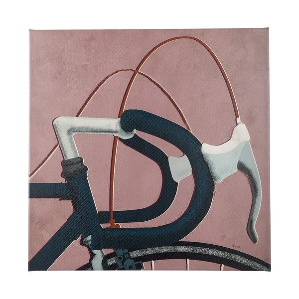 Bike Handle Pink by Alarm a Hand Embellished Textured Canvas