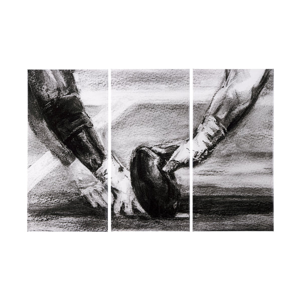 Sports Collection Football 3 Piece Triptych (L) by Mercana Studio a Hand Embellished Textured Canvas