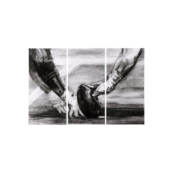 Sports Collection Football 3 Piece Triptych (S) by Mercana Studio a Hand Embellished Textured Canvas