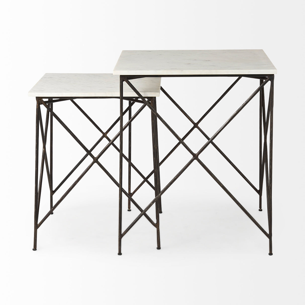 Lorlei 20.0L x 20.0W x 23.8H White Marble Top W/ Gray Iron Legs End and Side Table from Mercana - Luna Furniture