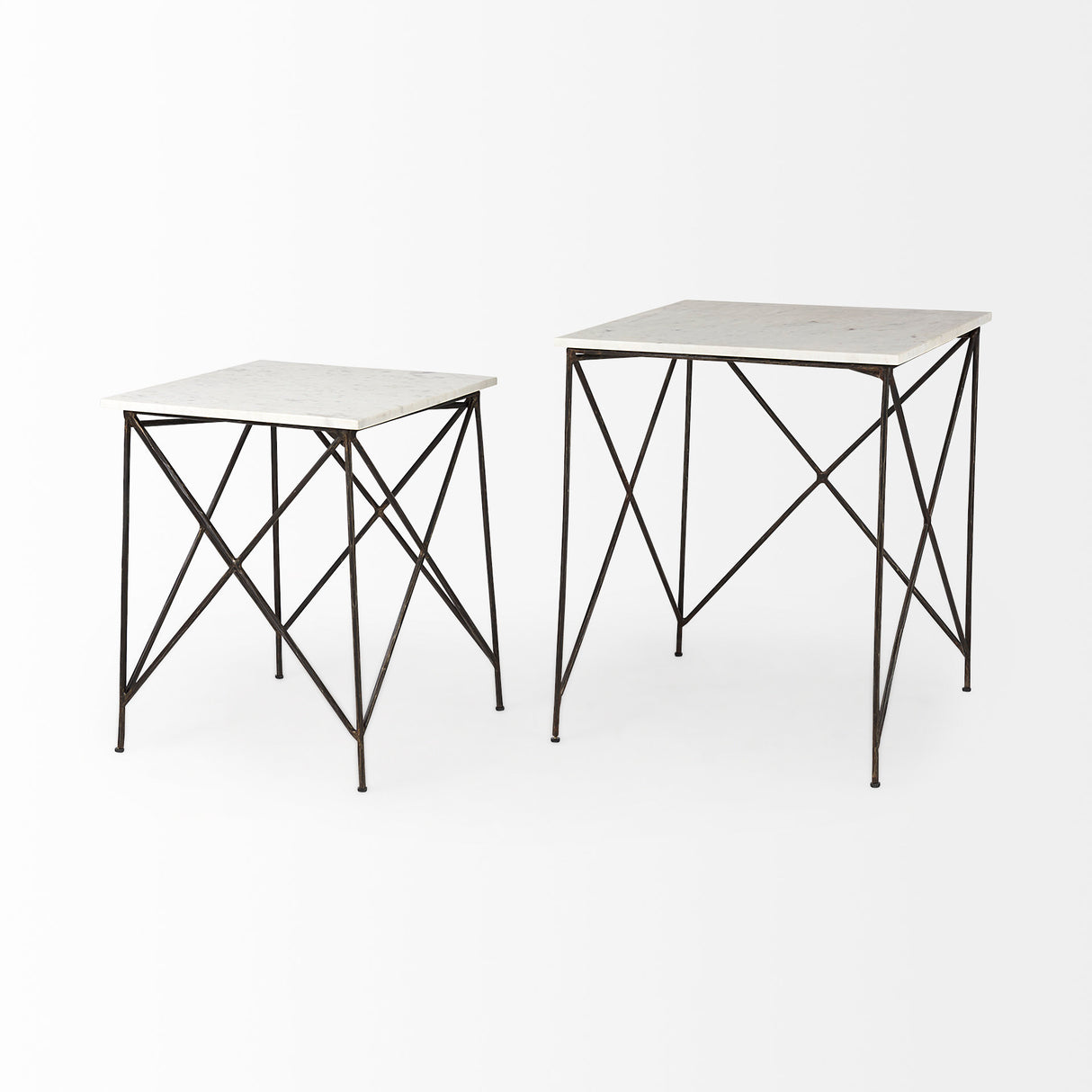 Lorlei 20.0L x 20.0W x 23.8H White Marble Top W/ Gray Iron Legs End and Side Table from Mercana - Luna Furniture