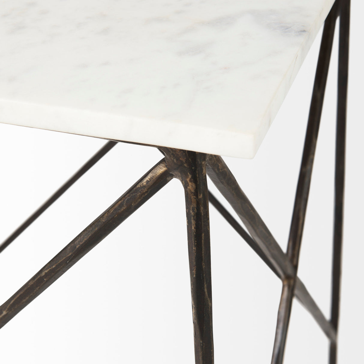 Lorlei 20.0L x 20.0W x 23.8H White Marble Top W/ Gray Iron Legs End and Side Table from Mercana - Luna Furniture