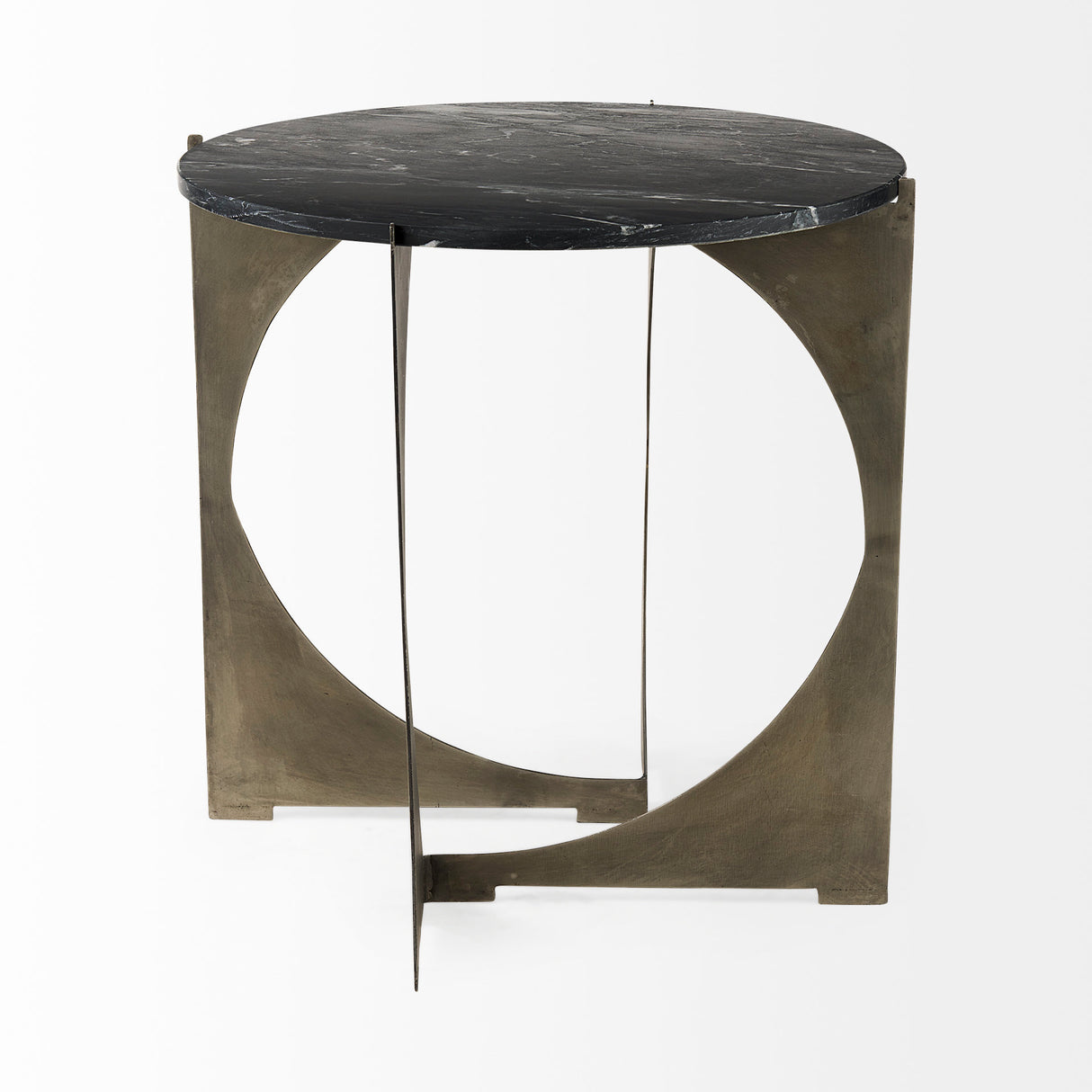 Reinhold II 21L x 21W x 21H Black Marble Top Iron Side Table from Mercana - Luna Furniture