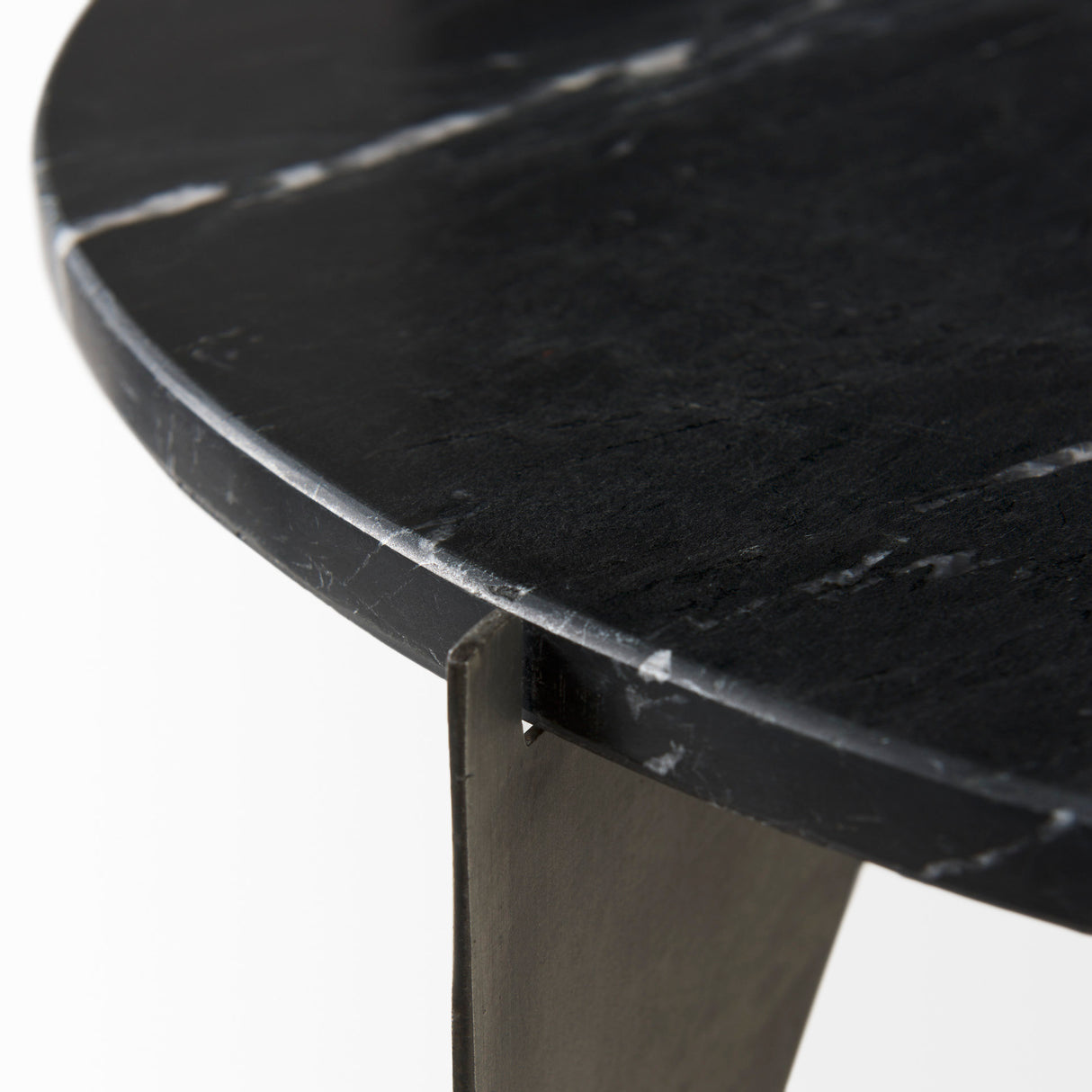 Reinhold II 21L x 21W x 21H Black Marble Top Iron Side Table from Mercana - Luna Furniture