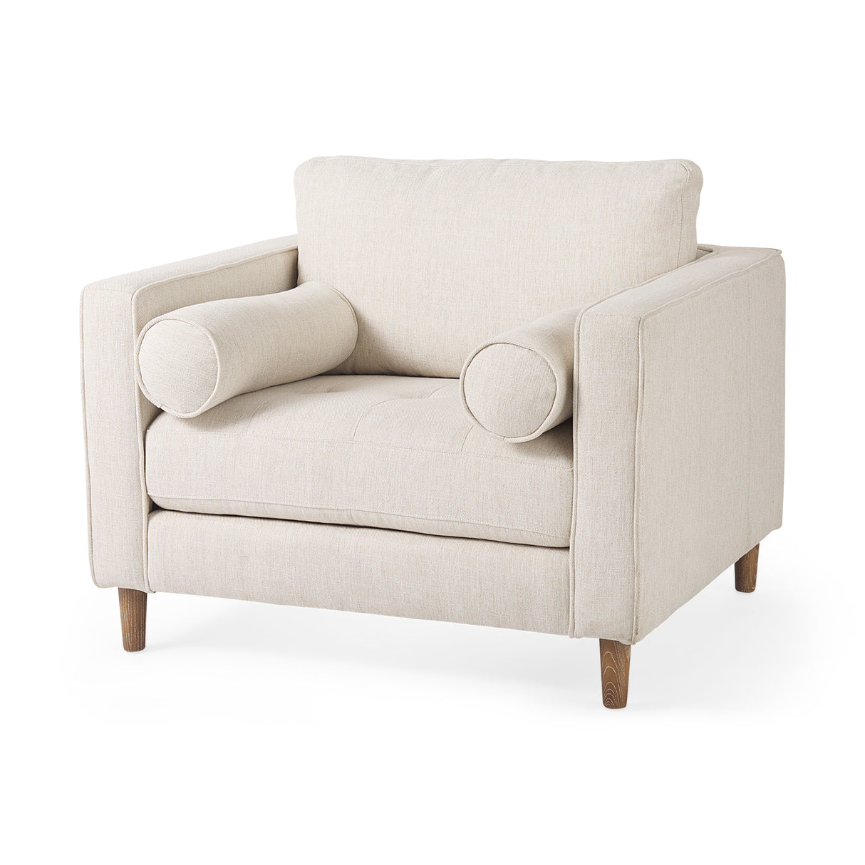 Loretta 40.7L x 36.2W x 33.9H Cream Fabric Chair W/ Two Bolster Cushions from Mercana - Luna Furniture